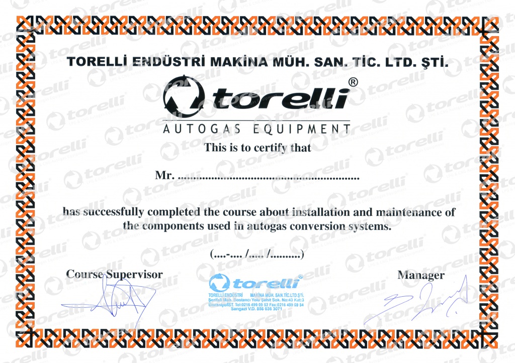 Сертификат Торелли